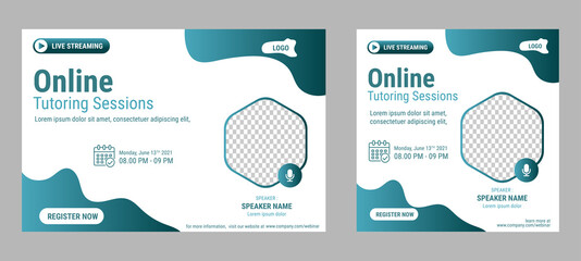 Business Conference live webinar banner invitation and social media post template. Business webinar invitation design. Vector EPS	