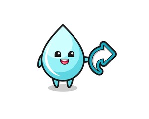 cute water drop hold social media share symbol