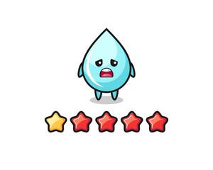 Obraz premium the illustration of customer bad rating, water drop cute character with 1 star