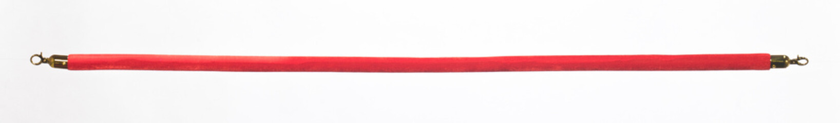 Red velvet rope barriers isolated on white background