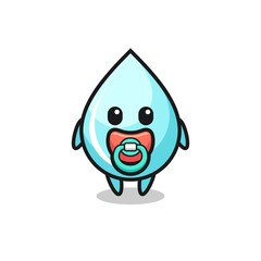 baby water drop cartoon character with pacifier