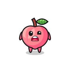 the shocked face of the cute peach mascot