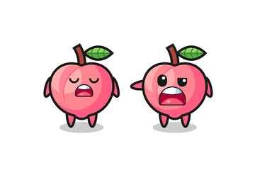 illustration of the argue between two cute peach characters