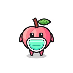 cute peach cartoon wearing a mask