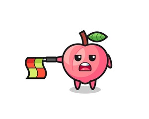 peach character as line judge hold the flag straight horizontally