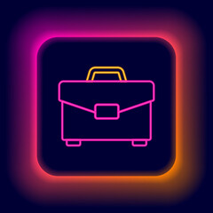 Glowing neon line Briefcase icon isolated on black background. Business case sign. Business portfolio. Colorful outline concept. Vector