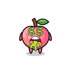 peach character with an expression of crazy about money