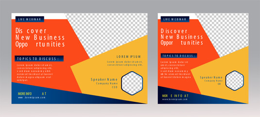Business Conference live webinar banner invitation and social media post template. Business webinar invitation design. Vector EPS	