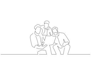 Teamwork line drawing, vector illustration design.