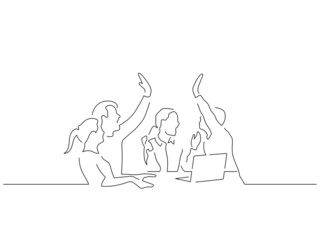 Teamwork line drawing, vector illustration design.