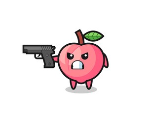 the cute peach character shoot with a gun