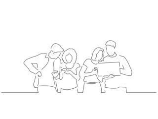Teamwork line drawing, vector illustration design.