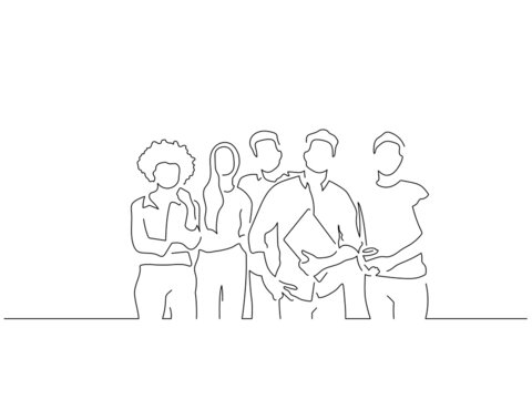 Teamwork line drawing, vector illustration design.