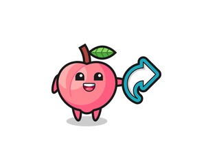 cute peach hold social media share symbol