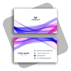 colorful modern business card design with wavy shape