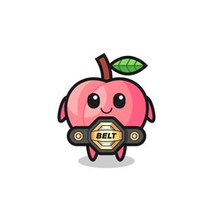 the MMA fighter peach mascot with a belt