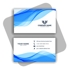 blue modern business card design with wavy shape