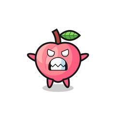 wrathful expression of the peach mascot character