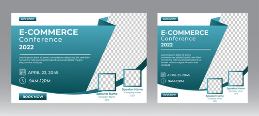 Business Conference live webinar banner invitation and social media post template. Business webinar invitation design. Vector EPS	