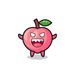 illustration of evil peach mascot character