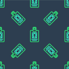 Line Identification badge icon isolated seamless pattern on blue background. It can be used for presentation, identity of the company, advertising. Vector