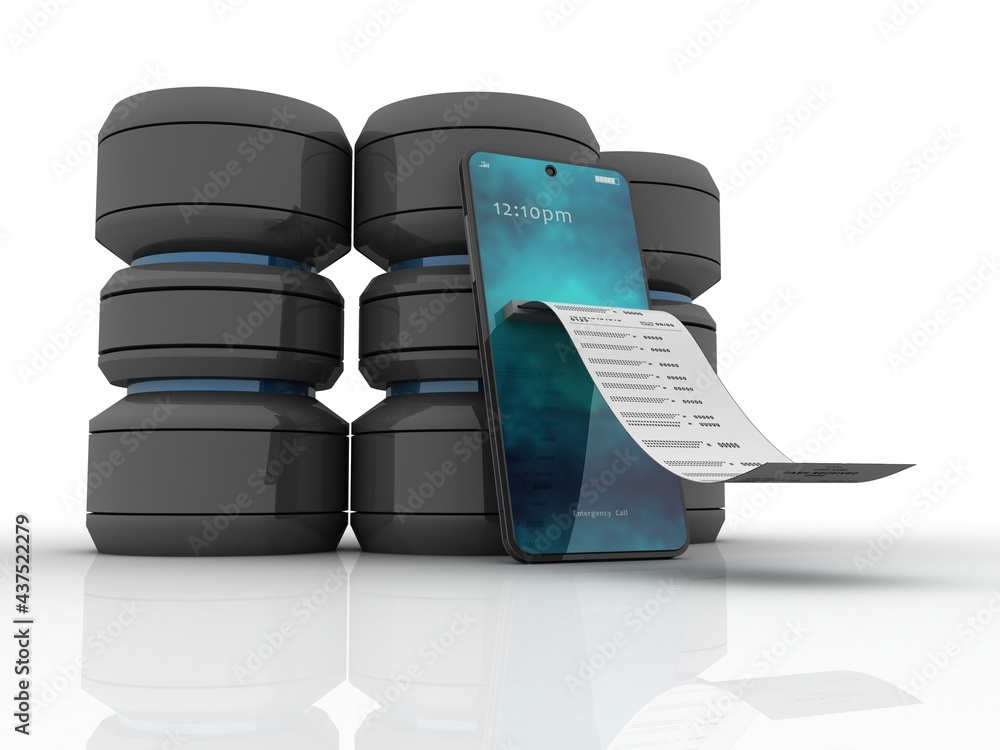 Poster 3d rendering mobile phone data