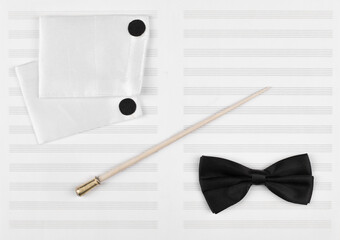 conductor stick and sheet music