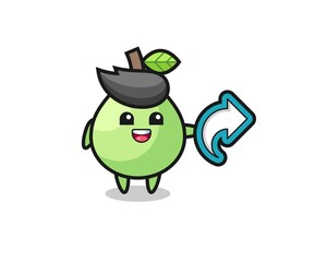 cute guava hold social media share symbol