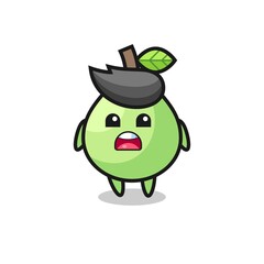 guava illustration with apologizing expression, saying I am sorry