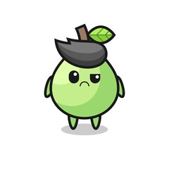 the mascot of the guava with sceptical face