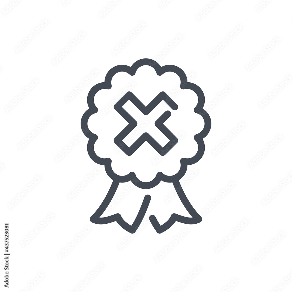 Poster cancel ribbon line icon. cancellation and rejection of reward vector outline sign.