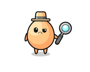 the mascot of cute egg as a detective