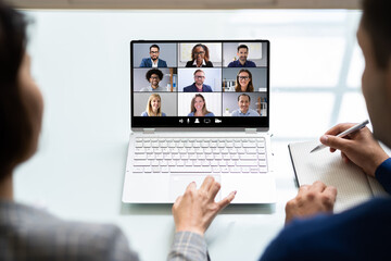 Online Video Conference Meeting On Tablet