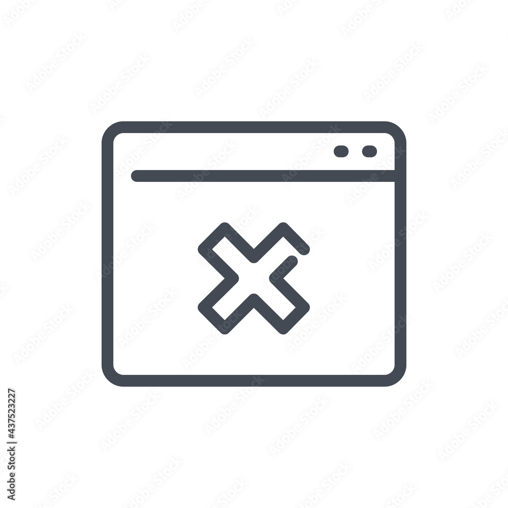 Poster cancel website and delete web page line icon. cancellation and rejection online web hosting vector o