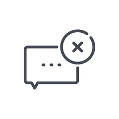 Fototapeta premium Cancel chat box and delete message line icon. Remove and remove comment vector outline sign.