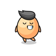 egg cartoon illustration with a shy expression