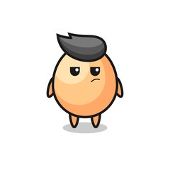 cute egg character with suspicious expression