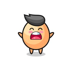 cute egg mascot with a yawn expression