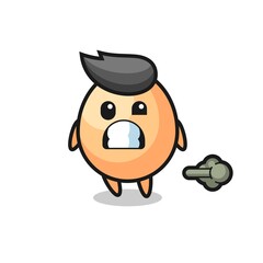 the illustration of the egg cartoon doing fart