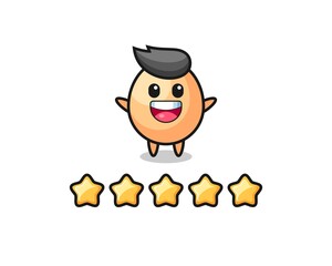 the illustration of customer best rating, egg cute character with 5 stars
