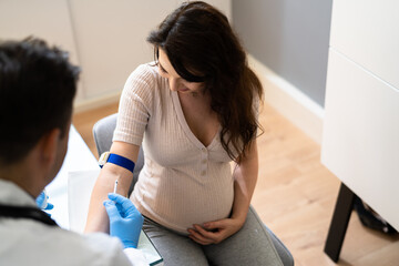 Prenatal Screening. Doctor Drawing Blood Sample - obrazy, fototapety, plakaty