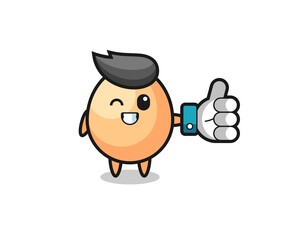 cute egg with social media thumbs up symbol