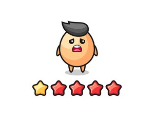 the illustration of customer bad rating, egg cute character with 1 star