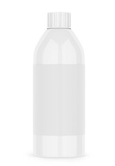 Mockup of a white plastic bottle on a white background. White long plastic bottle. 3D rendering.