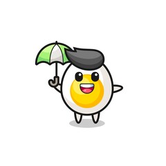 cute boiled egg illustration holding an umbrella
