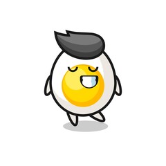 boiled egg cartoon illustration with a shy expression