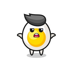 boiled egg mascot character saying I do not know