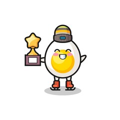 the illustration of customer best rating, boiled egg cute character with 5 stars