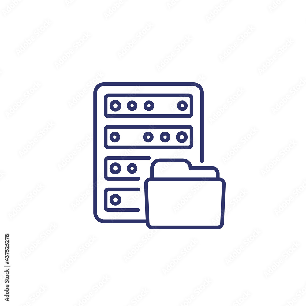 Poster folder and server line vector icon