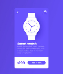 e-commerce and shopping mobile app design, buy smart watch online